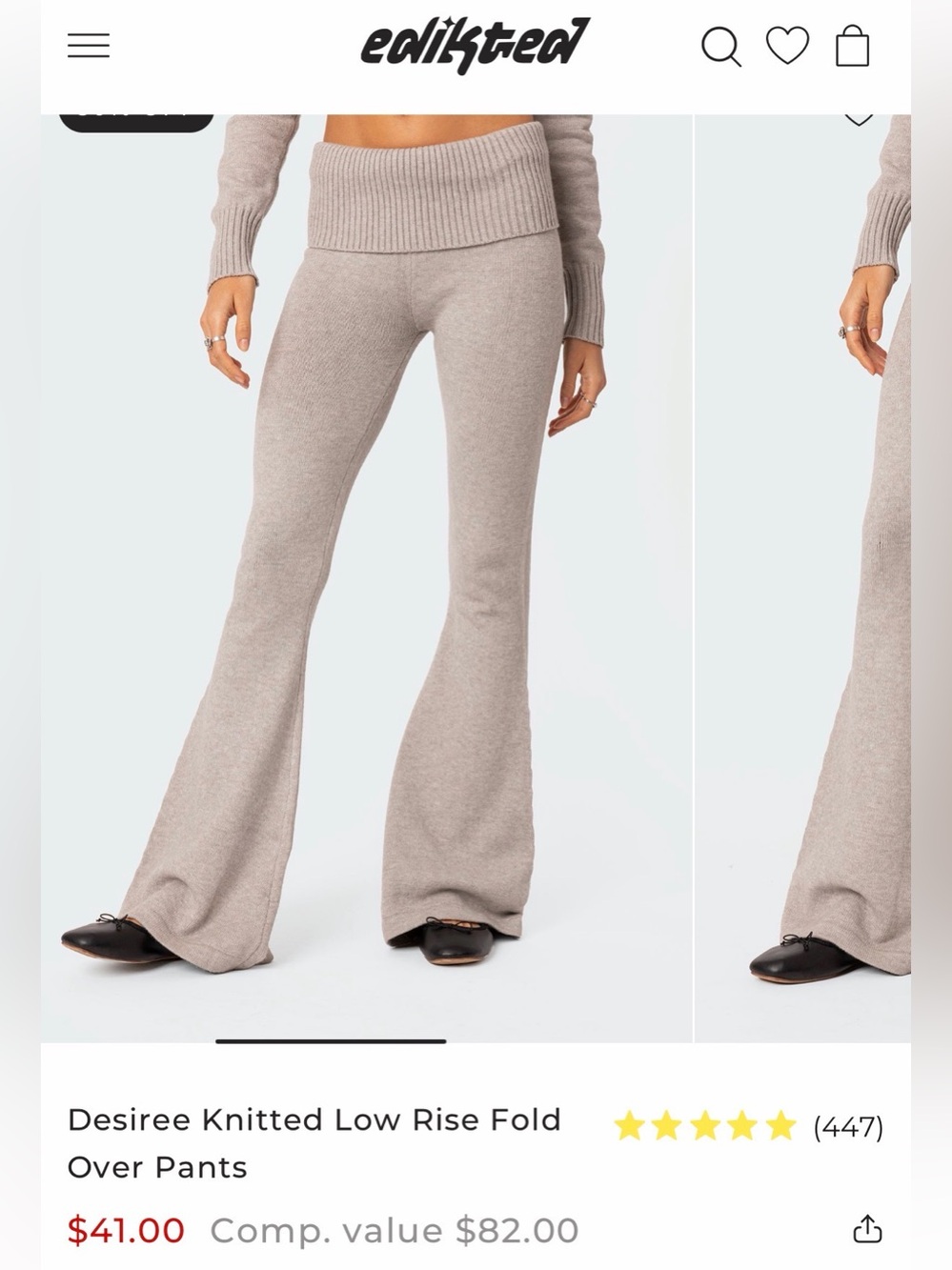 Edikted Gray Knit Flare Pants- Medium